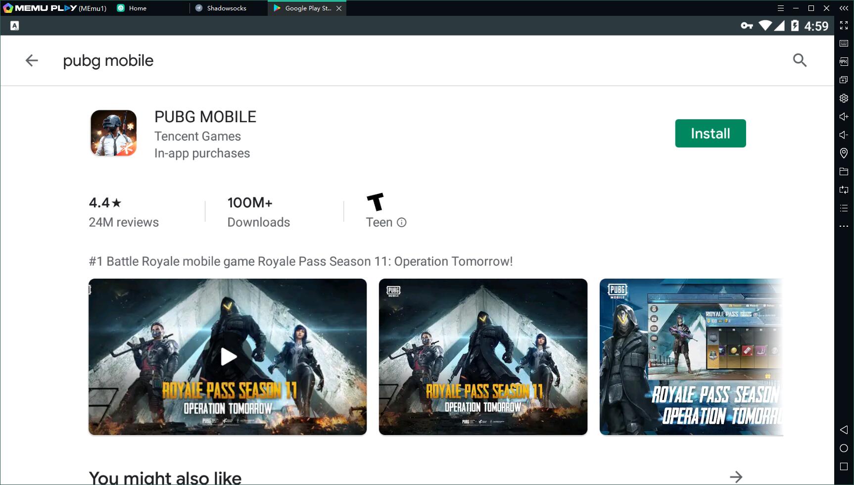 search pubg mobile in google play